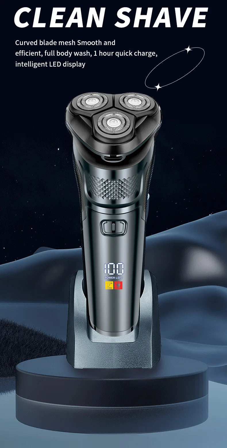 Men's Electric Razor — 3D Flexible Floating Heads, USB Rechargeable with Adjustable Shaving Strokes