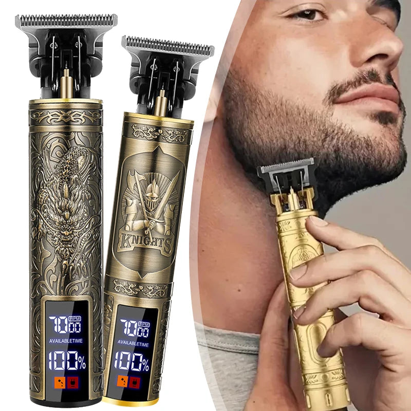 Professional Beard & Hair Trimmer — Zero-Gap T-Blade, LCD Display & Hair Shears Kit for Men