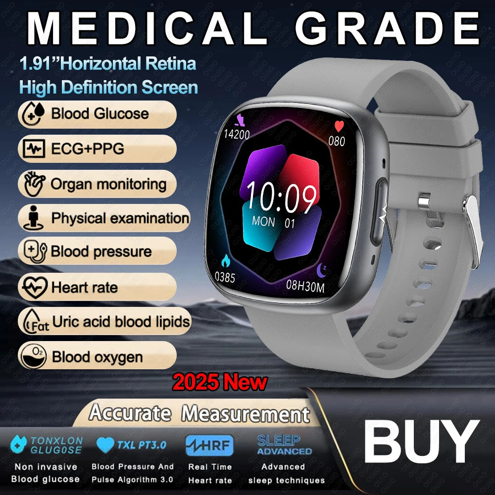JY Medical Grade Health Smartwatch — ECG+PPG Blood Glucose, Uric Acid & Bluetooth Call