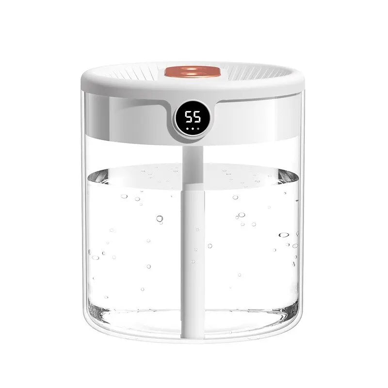 2L Double Spray Humidifier — Large Capacity Silent USB with Night Light & Digital Display