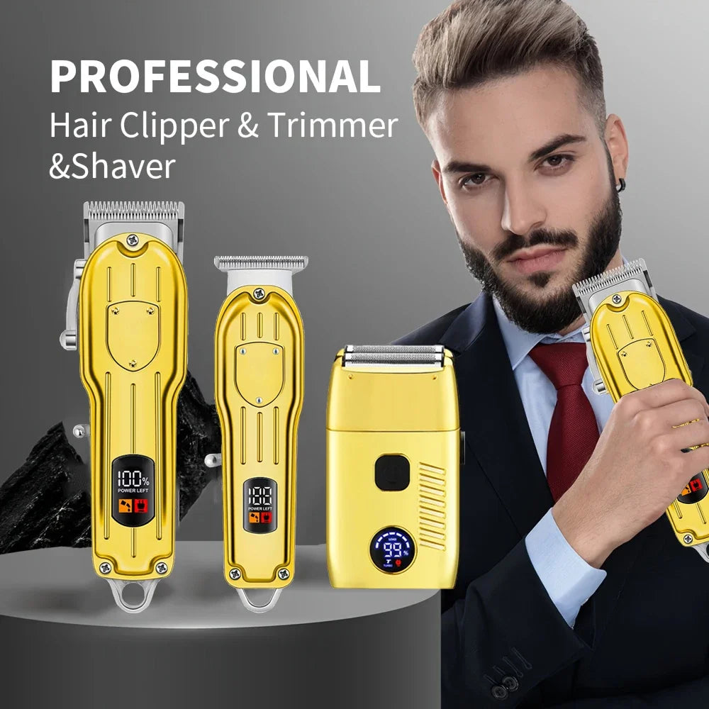 Professional USB Rechargeable Hair Clipper & Beard Trimmer — Complete Barber Kit for Men