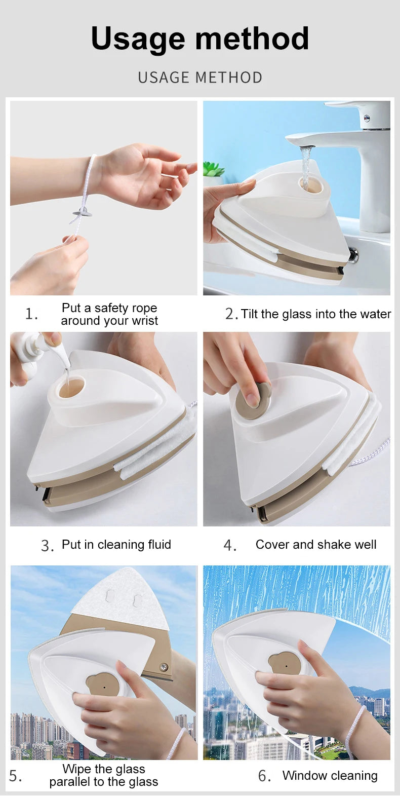 Magnetic Double-Layer Window Cleaner — Automatic Water Discharge Glass Wiper Tool