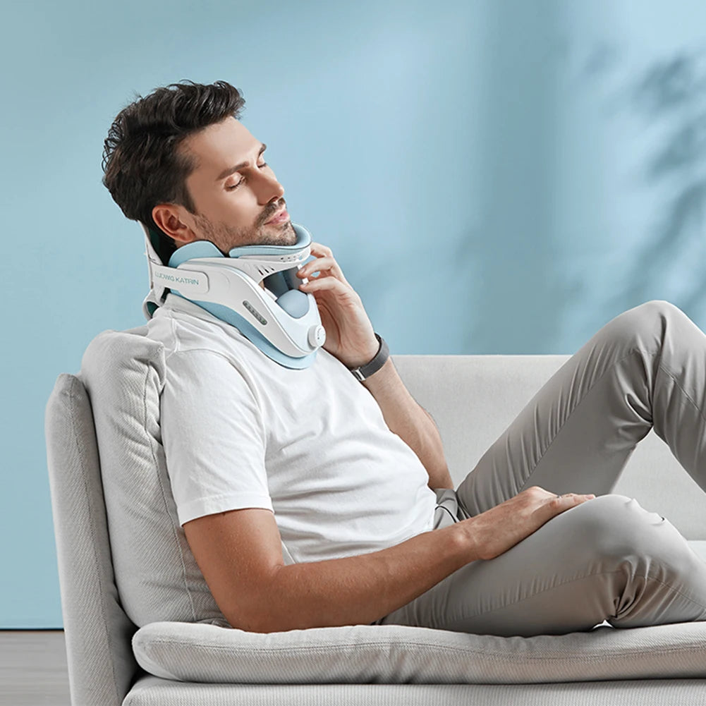 Cervical Neck Traction Device with Airbag Support Neck Brace Adjustable Ergonomic Neck Stretcher for Cervical Spine Alignment