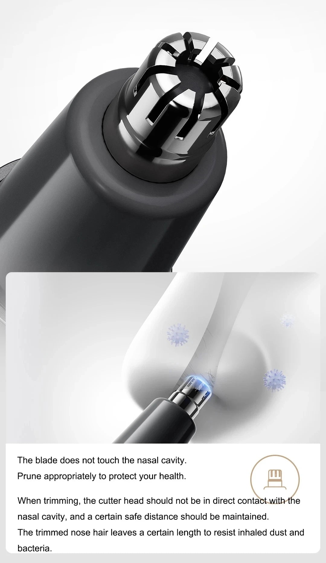 Xiaomi Mijia Electric Nose Hair Trimmer — Antibacterial Coating, Painless 6500RPM Ear & Nose Clipper