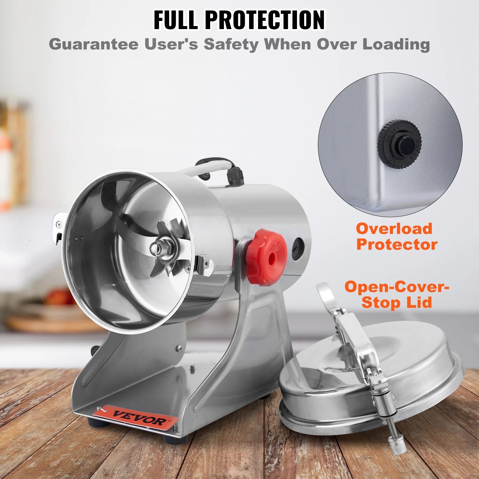 SucceBuy Commercial Grain Mill Grinder — 150-2500g Electric Swing Spice Grinder