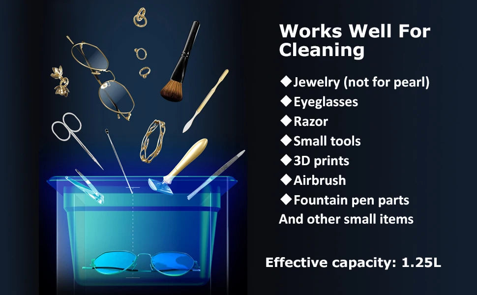 2L Ultrasonic Cleaner 40kHz — Jewelry, Watch & Eyeglasses Ultrasound Bath Machine