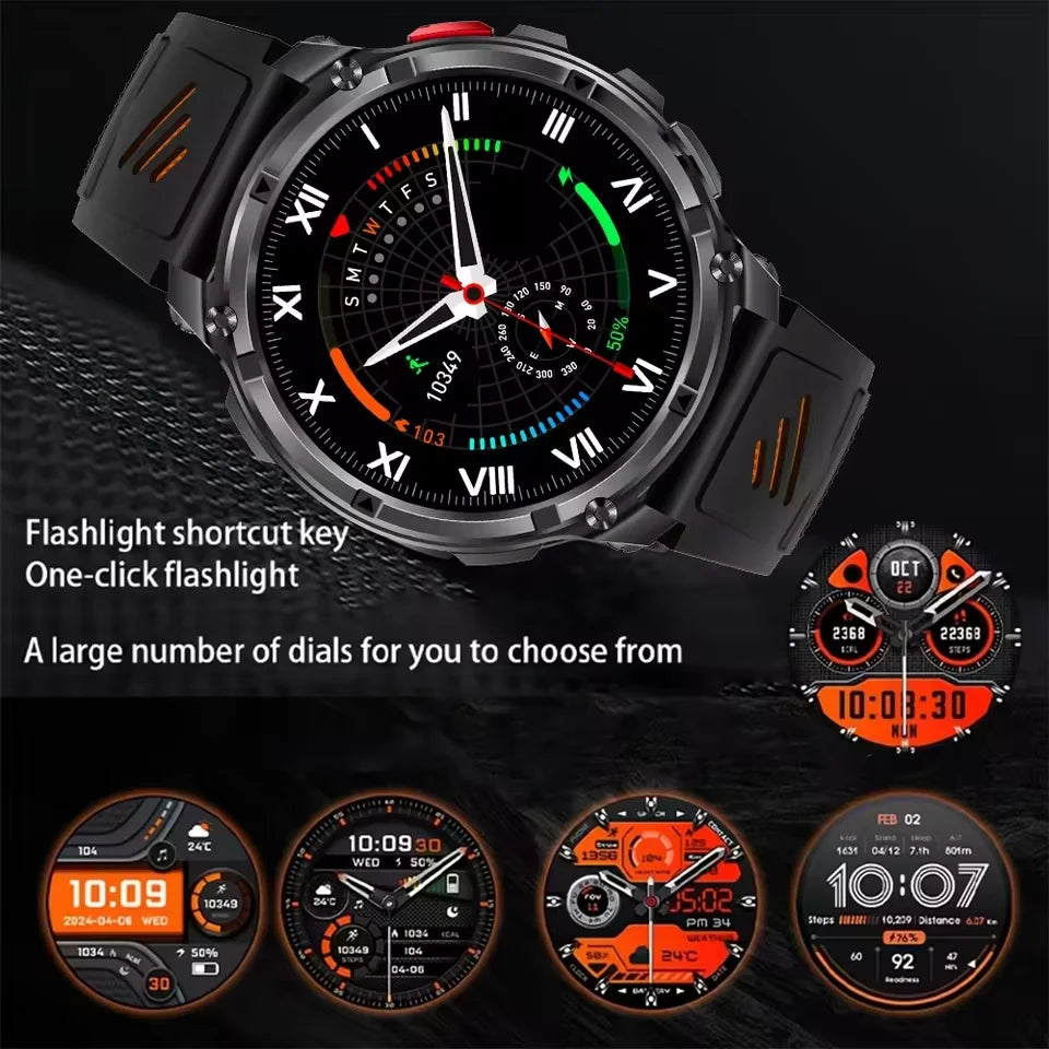 2026 T-Rex3 Pro Military Smartwatch — 1100mAh, GPS, 5ATM Waterproof & Compass