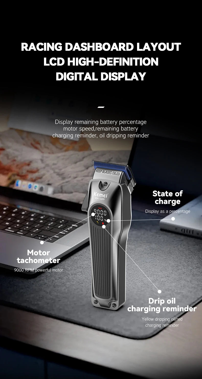 Kemei KM-1699 Powerful Hair Trimmer — Professional Electric Clipper for Men
