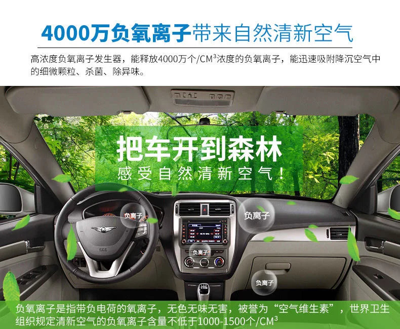 USB Car Air Purifier — Negative Ion Oxygen Cleaner, 99% Pollutant Removal