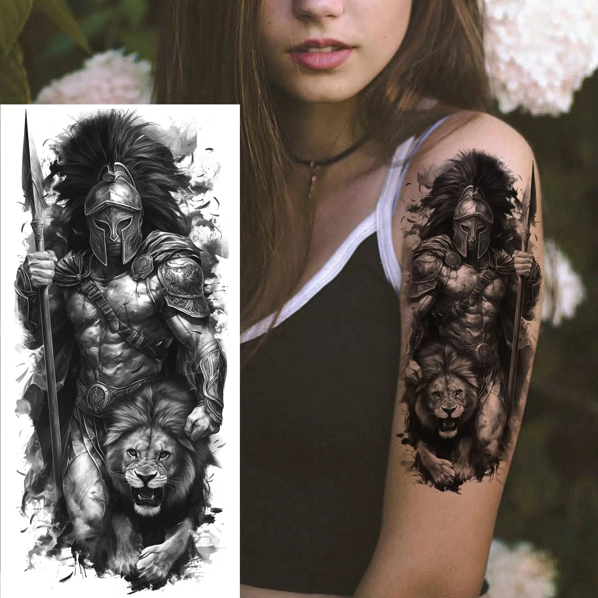 Spartan Warrior Temporary Tattoo — Realistic Waterproof Body Art