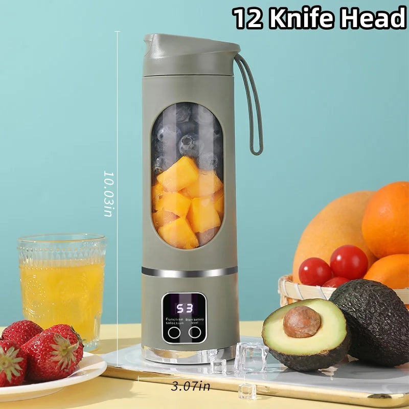 2025 Mini Electric Juicer 450ml — Powerful Motor, Digital Display, Crushed Ice