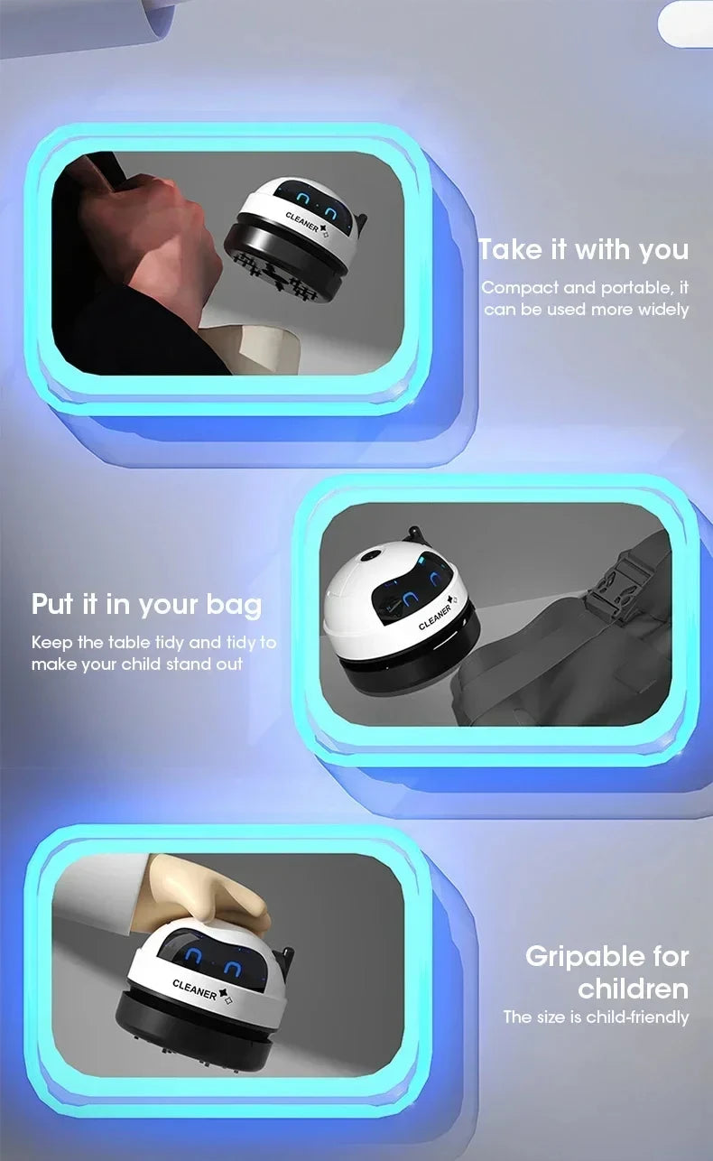 HOMEFISH Desktop Mini Vacuum Cleaner — Rechargeable Keyboard & Rubber Shavings Dust Extractor
