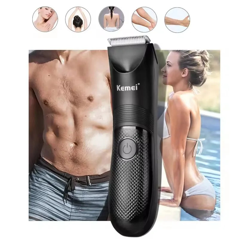 Kemei KM-1838 Waterproof Body Hair Trimmer — Ceramic Blade Wet & Dry Clipper for Intimate Areas