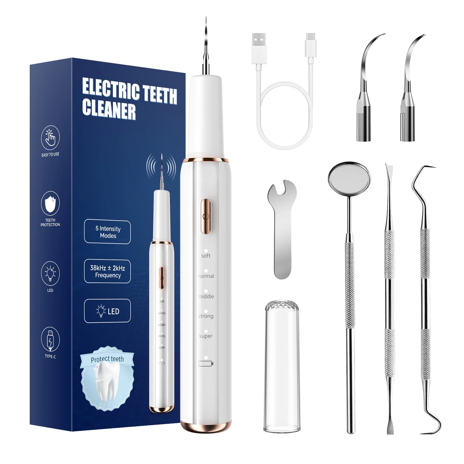 Electric Ultrasonic Dental Cleaner — 5-Mode Calculus & Tartar Remover, Teeth Whitening Oral Care