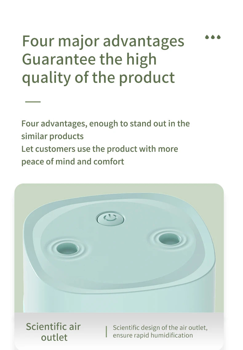 USB Air Humidifier 600ml — Double Spray, Essential Oil Aromatherapy for Home & Office