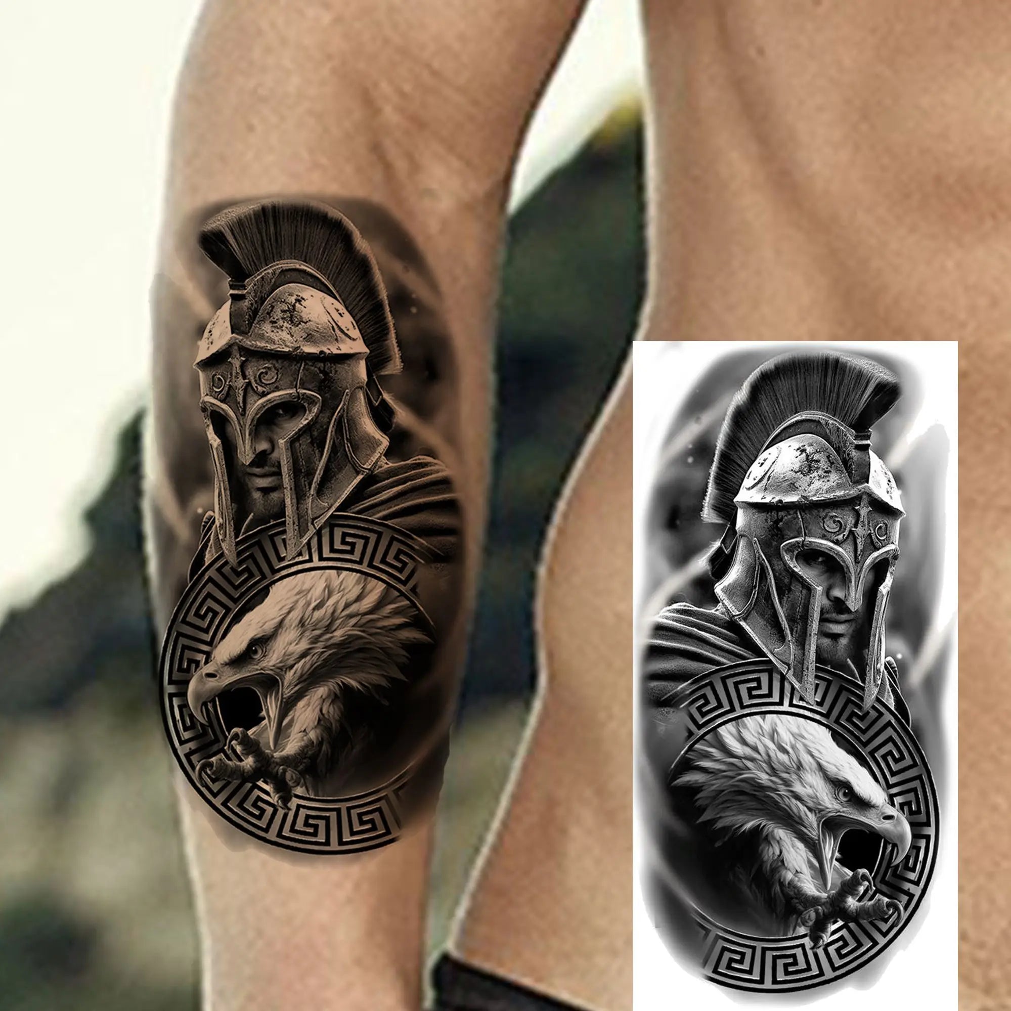 Spartan Warrior Temporary Tattoo — Realistic Waterproof Body Art