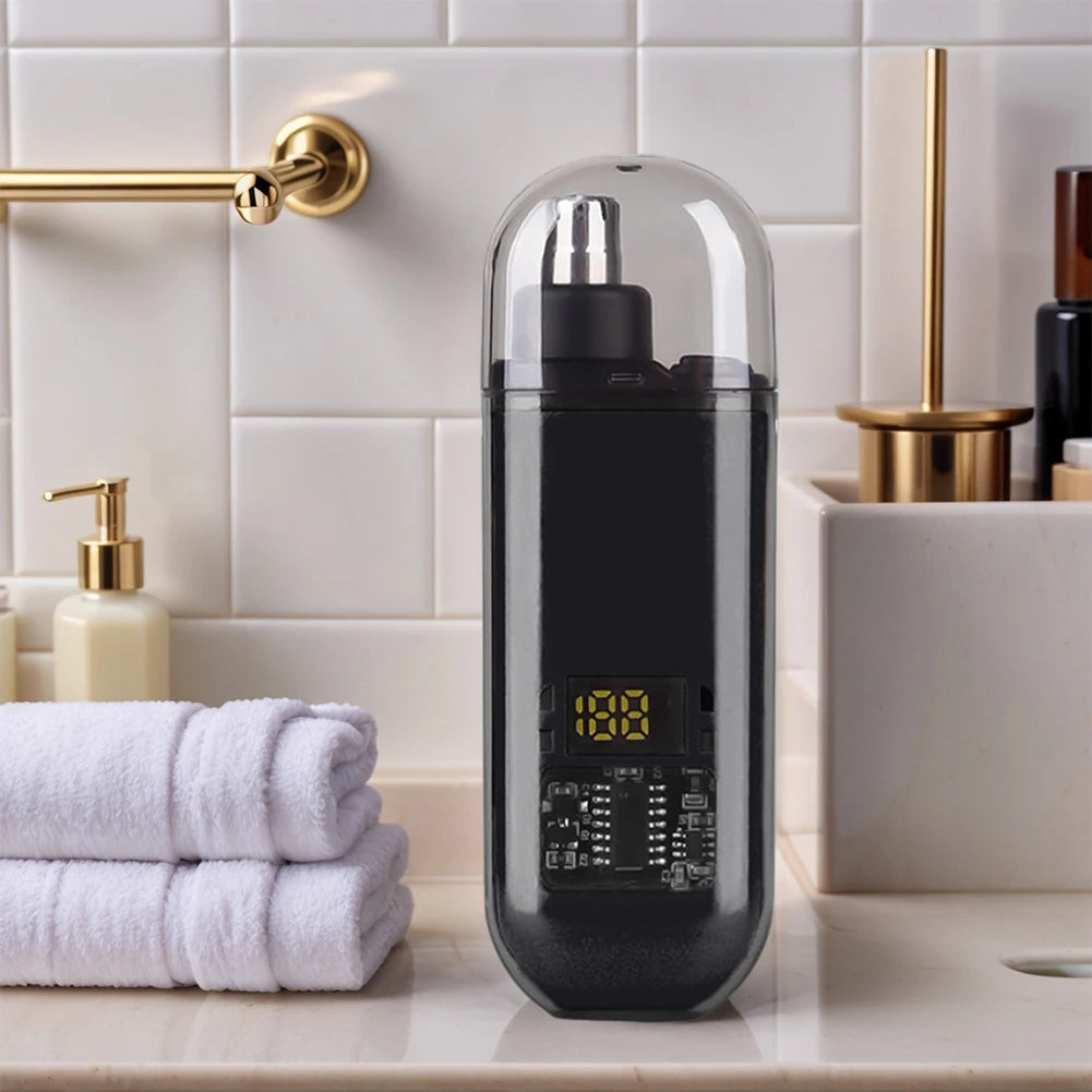 Portable Ear & Nose Hair Trimmer — Digital Display, Painless Electric Eyebrow & Beard Shaver