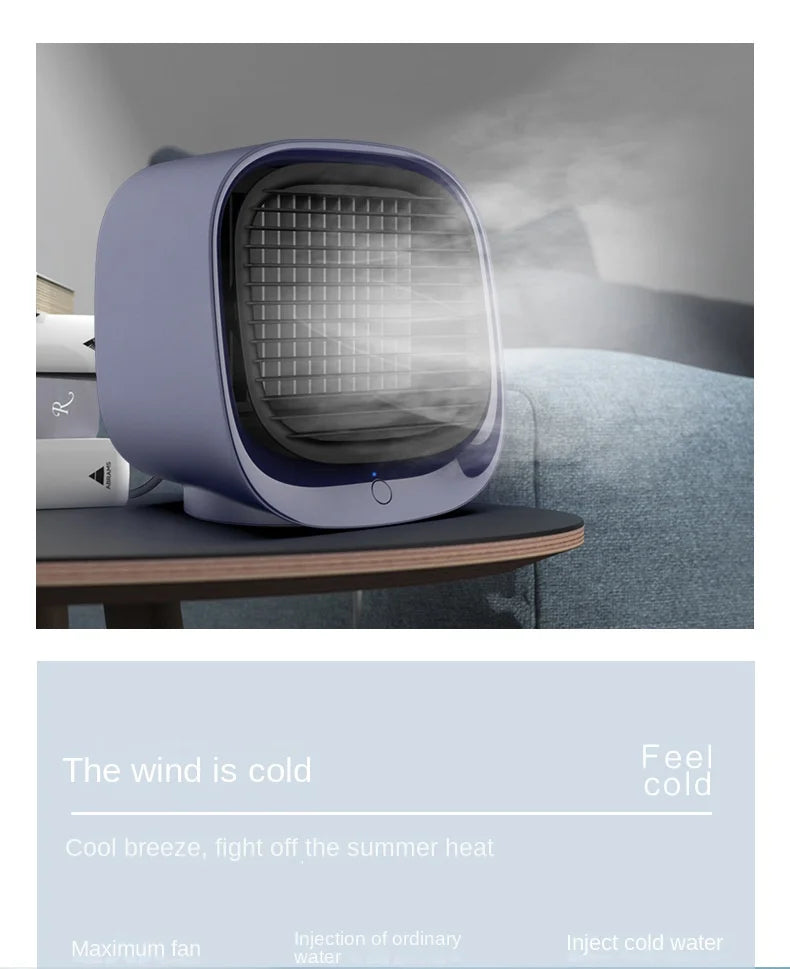 Desktop Water Cooling Fan — Mini USB Air Cooler with Humidification & High Wind Spray
