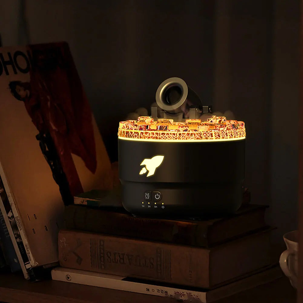 Volcanic Cannon Humidifier — RGB Aromatherapy Diffuser with Timer & Blast Effect