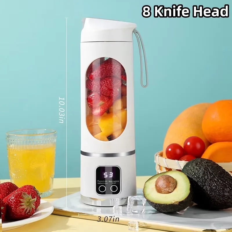 2025 Mini Electric Juicer 450ml — Powerful Motor, Digital Display, Crushed Ice