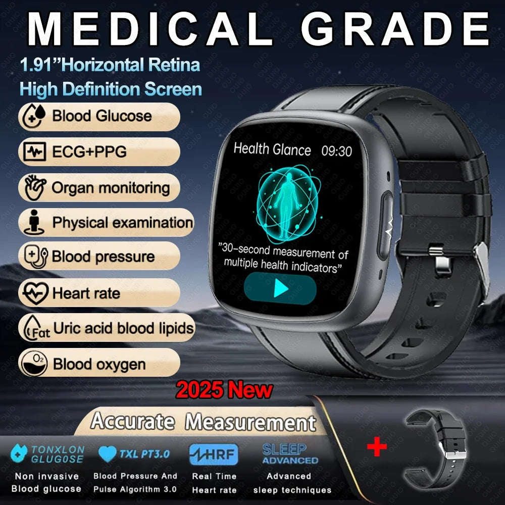 JY Medical Grade Health Smartwatch — ECG+PPG Blood Glucose, Uric Acid & Bluetooth Call