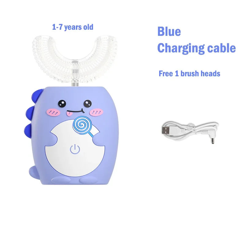 Kids Sonic Electric Toothbrush — U-Shaped Silicone 360° Smart Brush with Timer & Songs