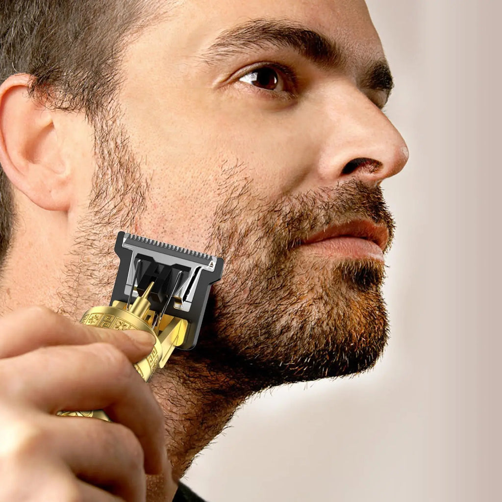 Professional Beard & Hair Trimmer — Zero-Gap T-Blade, LCD Display & Hair Shears Kit for Men
