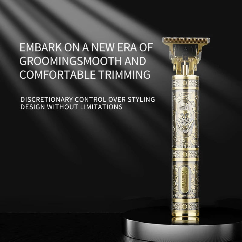 Kemei KM-T9 T-Shape Oil Head Hair Clipper — Cordless Rechargeable Carving Trimmer with Guide Combs