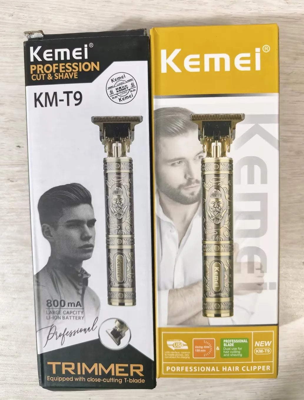 Kemei KM-T9 T-Shape Oil Head Hair Clipper — Cordless Rechargeable Carving Trimmer with Guide Combs