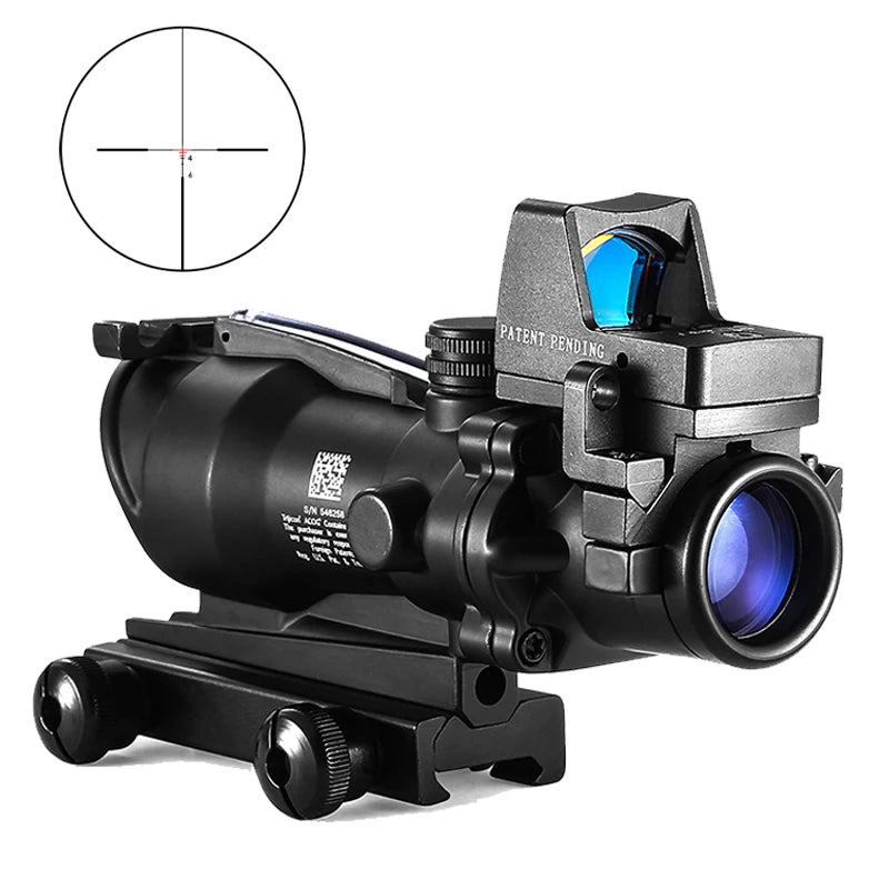 4x32 Tactical Scope with Red Dot — 1X/4X Adjustable 20mm Rail Hunting Scope