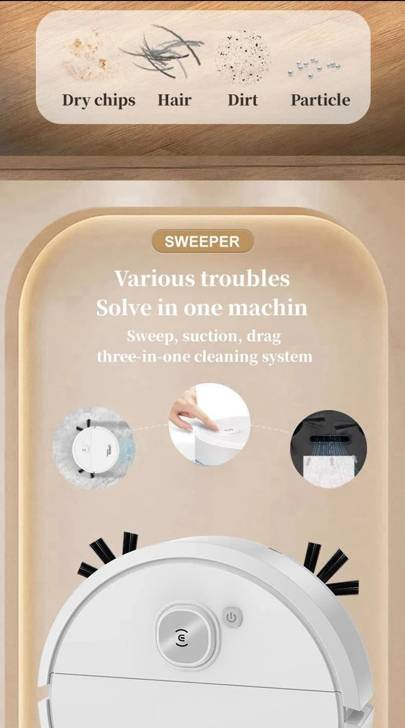 XMSJ Smart Sweeping Robot 2026 — Strong Suction, Washable Mop for Pet Hair & Hard Floors