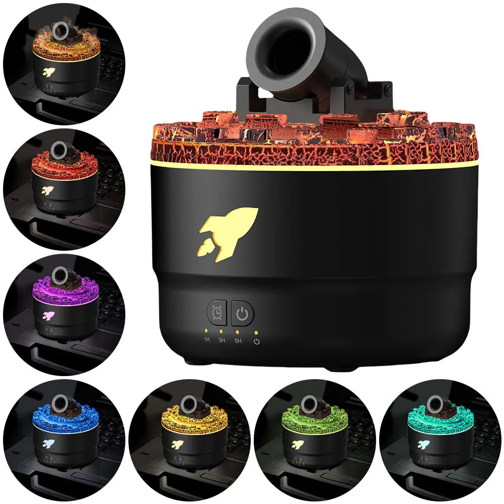 Volcanic Cannon Humidifier — RGB Aromatherapy Diffuser with Timer & Blast Effect