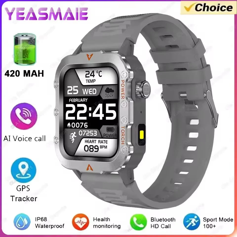 2026 Rugged Military Smartwatch — Waterproof, AI Voice, Health Monitor for Men
