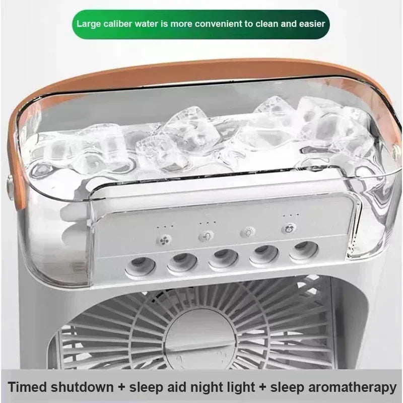 3-in-1 Mini Air Cooler Fan — Air Conditioner, Humidifier & LED Night Light