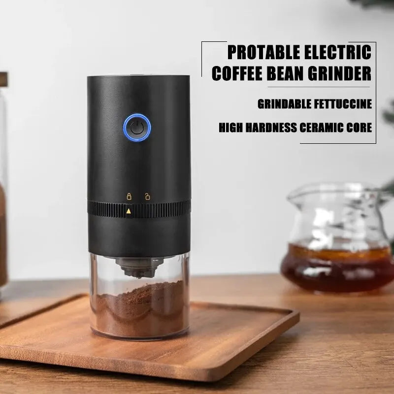 Electric Coffee Grinder with LED Display — Rechargeable Portable Automatic Pepper & Spice Mill