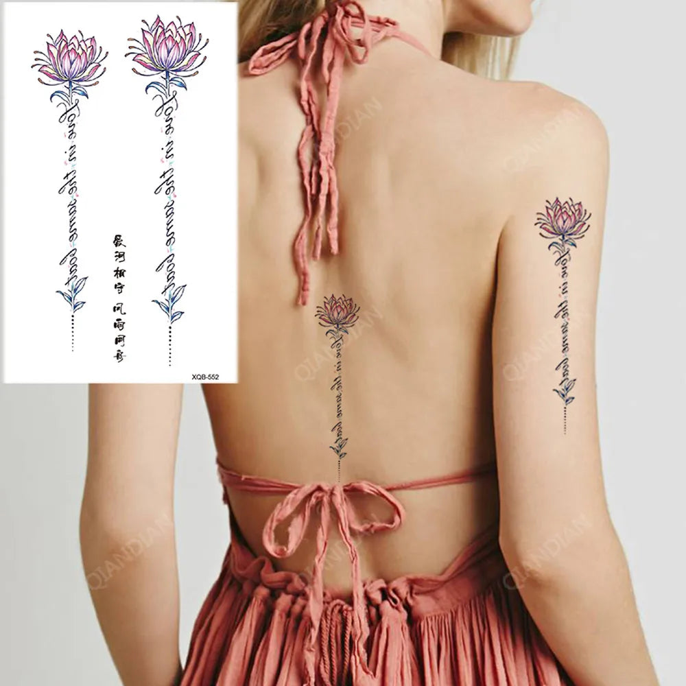Floral Waterproof Temporary Tattoo — Rose, Lotus & Sunflower Body Art for Women
