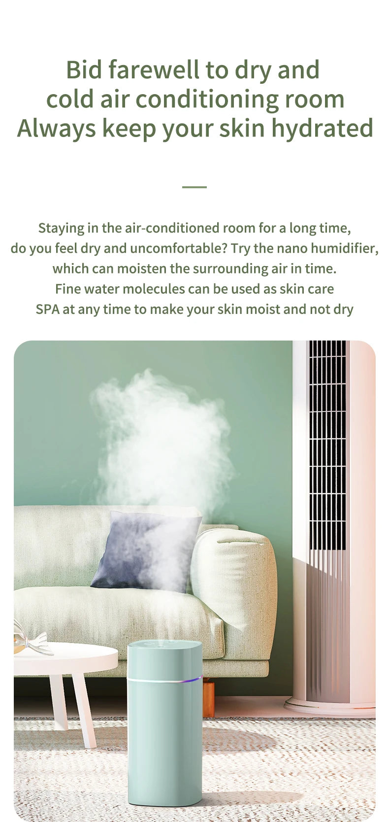 USB Air Humidifier 600ml — Double Spray, Essential Oil Aromatherapy for Home & Office