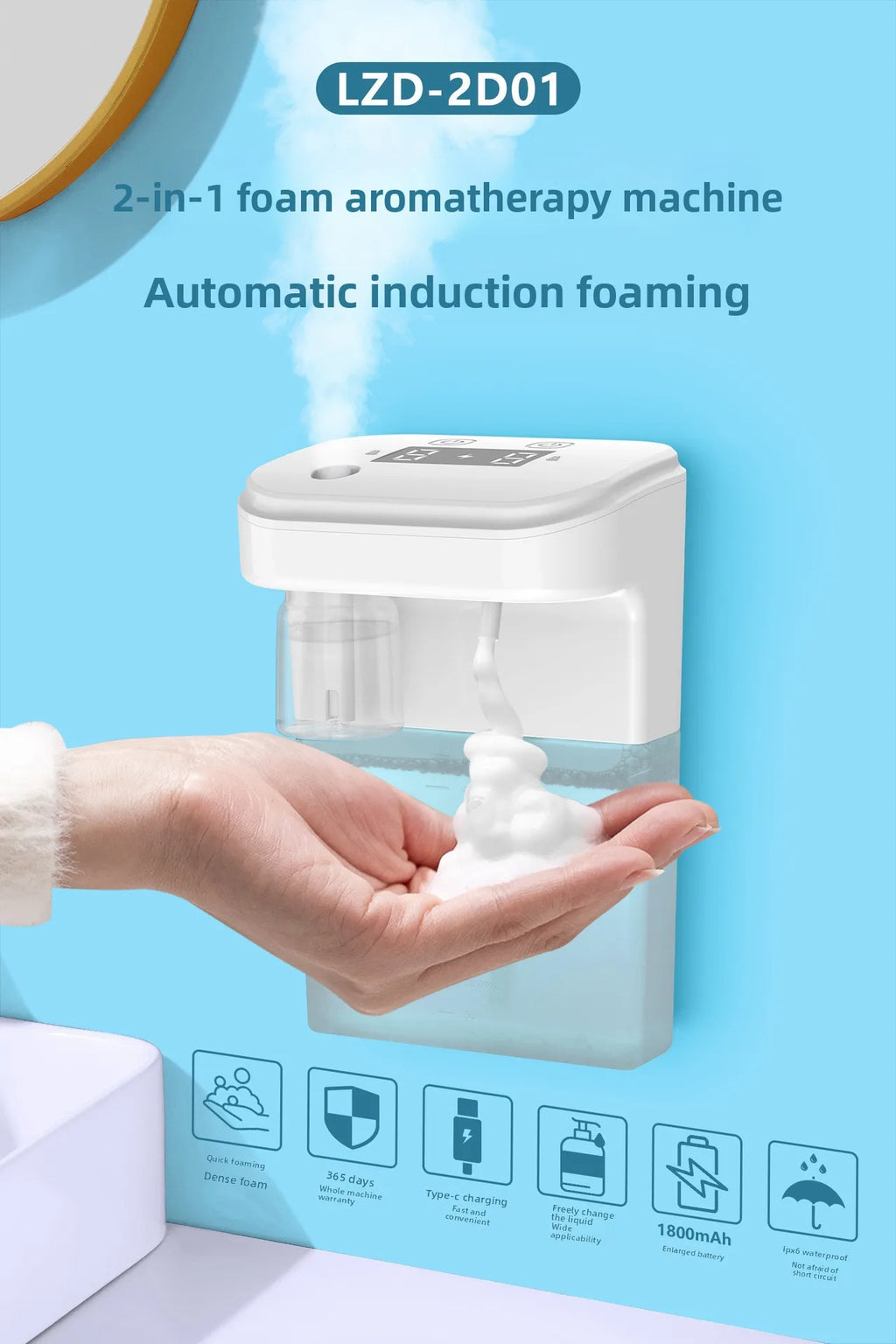 2-in-1 Automatic Foam Soap Dispenser & Aromatherapy Machine — Infrared Sensor Fragrance Diffuser