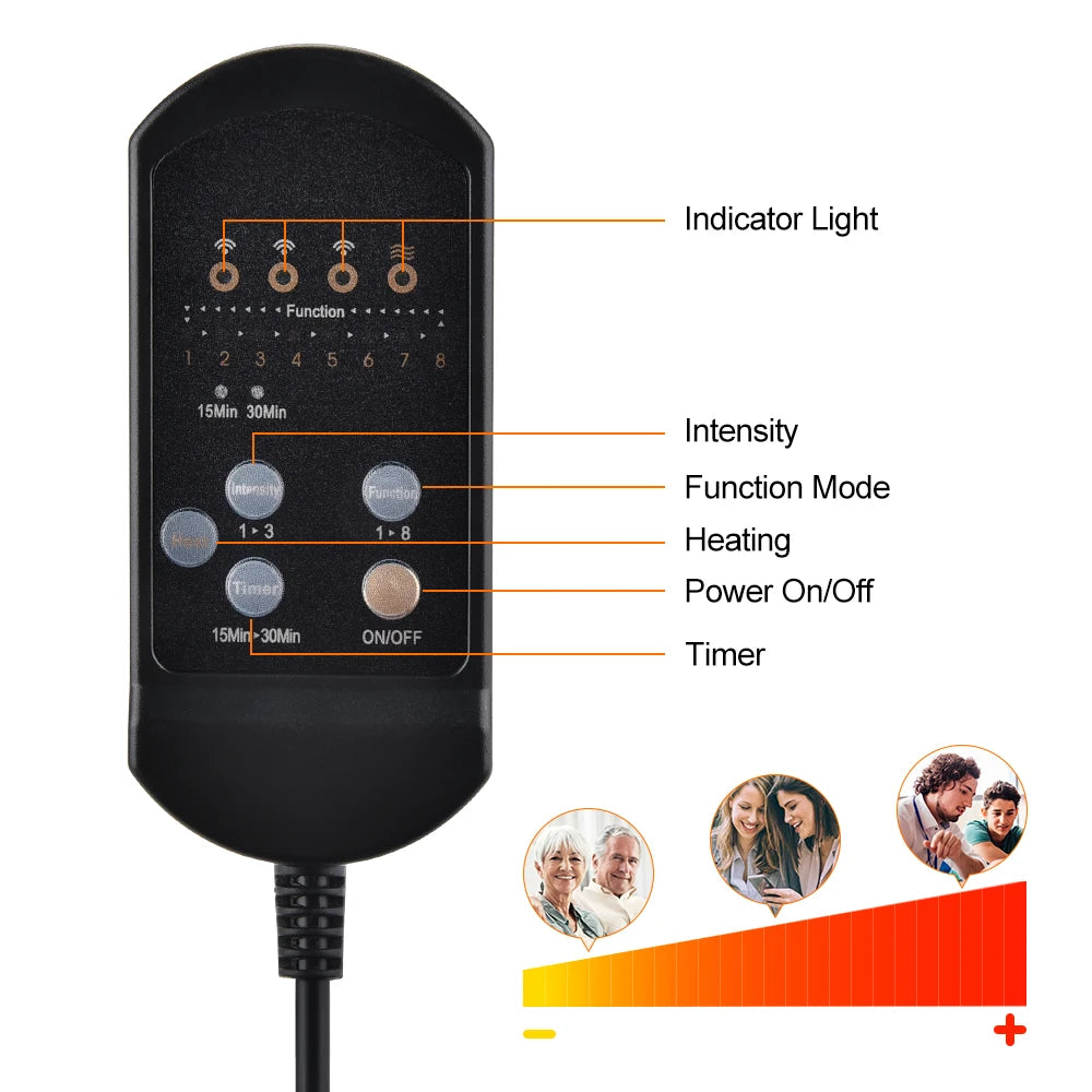 Electric Heating Back Waist Massager for Car Chair Office Lumbar Neck Pain Relief Vibration Cushion Shoulder Back Massage Mat