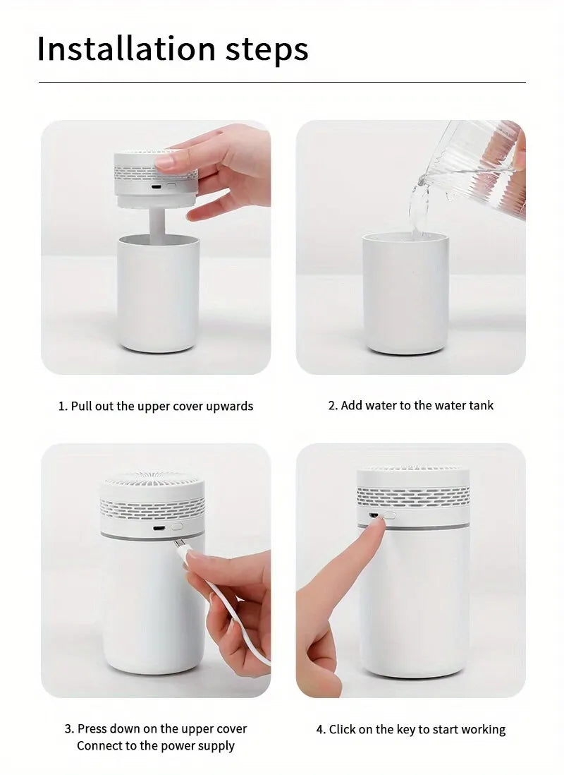 250ml Mini Car Humidifier — USB Spray Mist with LED Light & Essential Oil Diffuser
