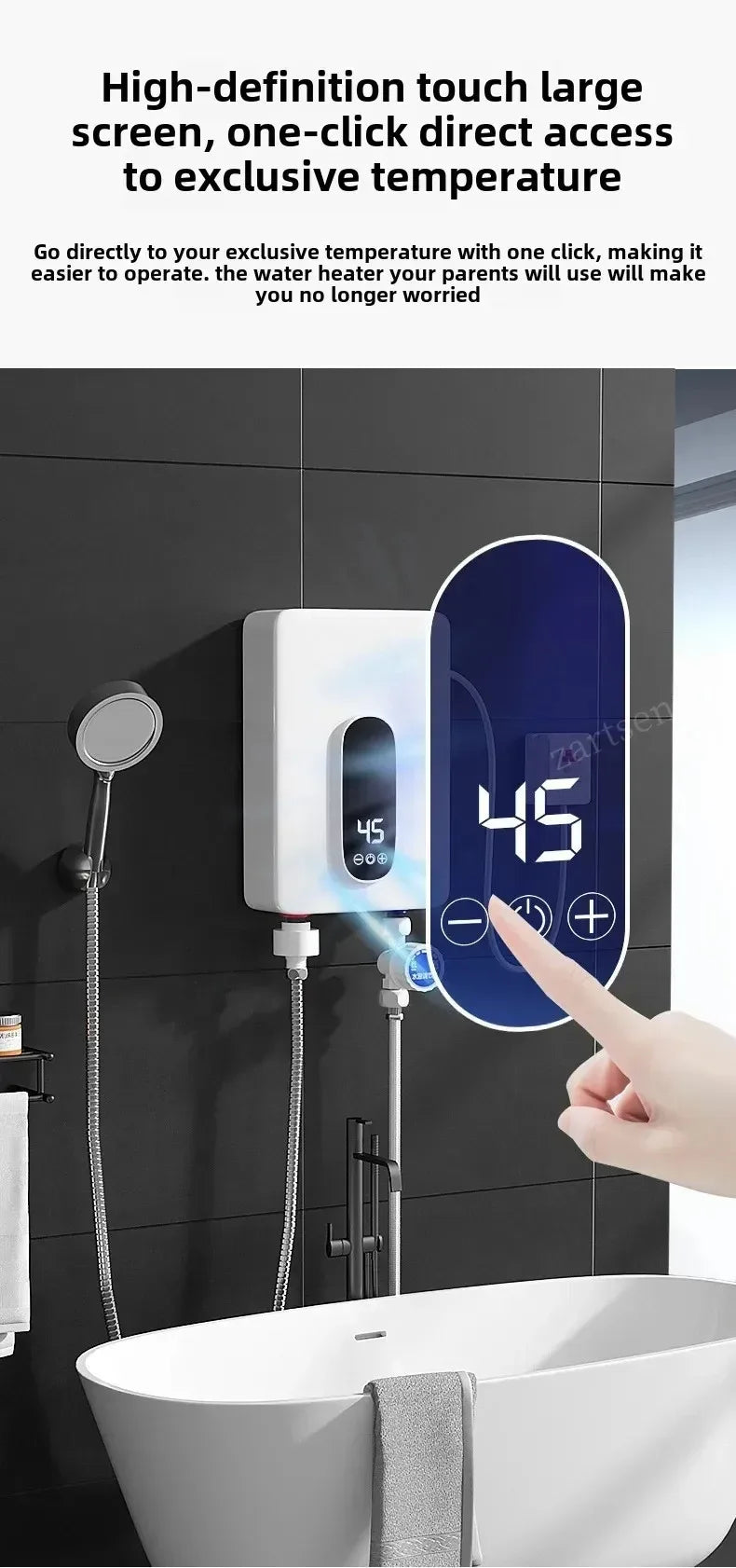 220V Instant Tankless Water Heater — Compact Electric On-Demand for Bathroom & Toilet