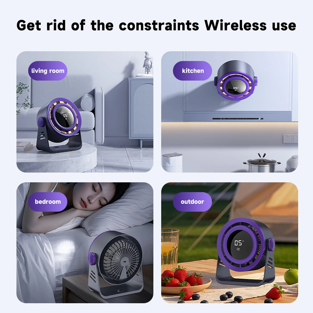 USB Silent Turbo Desk Fan — 5-Speed Desktop & Wall Mount Electric Fan 2025
