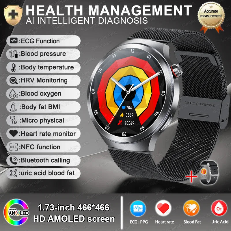 2026 ECG+PPG Health Smartwatch — NFC, 100+ Sports, HD Bluetooth Call for Men & Women