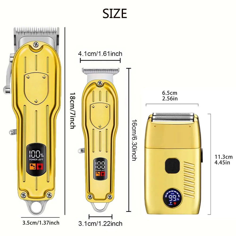 Professional USB Rechargeable Hair Clipper & Beard Trimmer — Complete Barber Kit for Men
