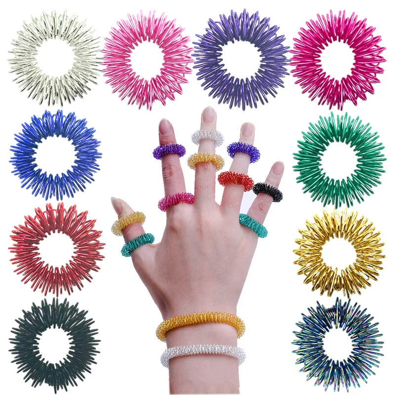 10pcs/Lot Hot Sale Finger Massage Sujok Ring Acupuncture Ring Health Care Body Massage Chinese Medicine Color Gold