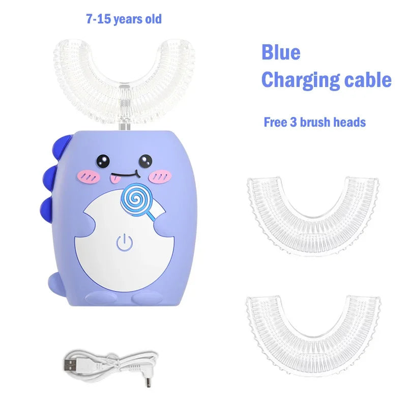 Kids Sonic Electric Toothbrush — U-Shaped Silicone 360° Smart Brush with Timer & Songs