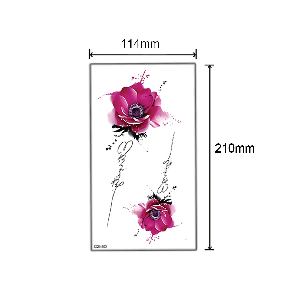 Floral Waterproof Temporary Tattoo — Rose, Lotus & Sunflower Body Art for Women