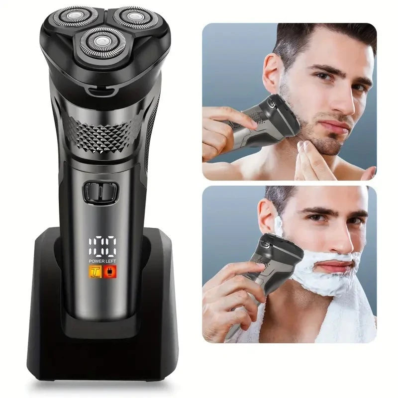 Men's Electric Razor — 3D Flexible Floating Heads, USB Rechargeable with Adjustable Shaving Strokes