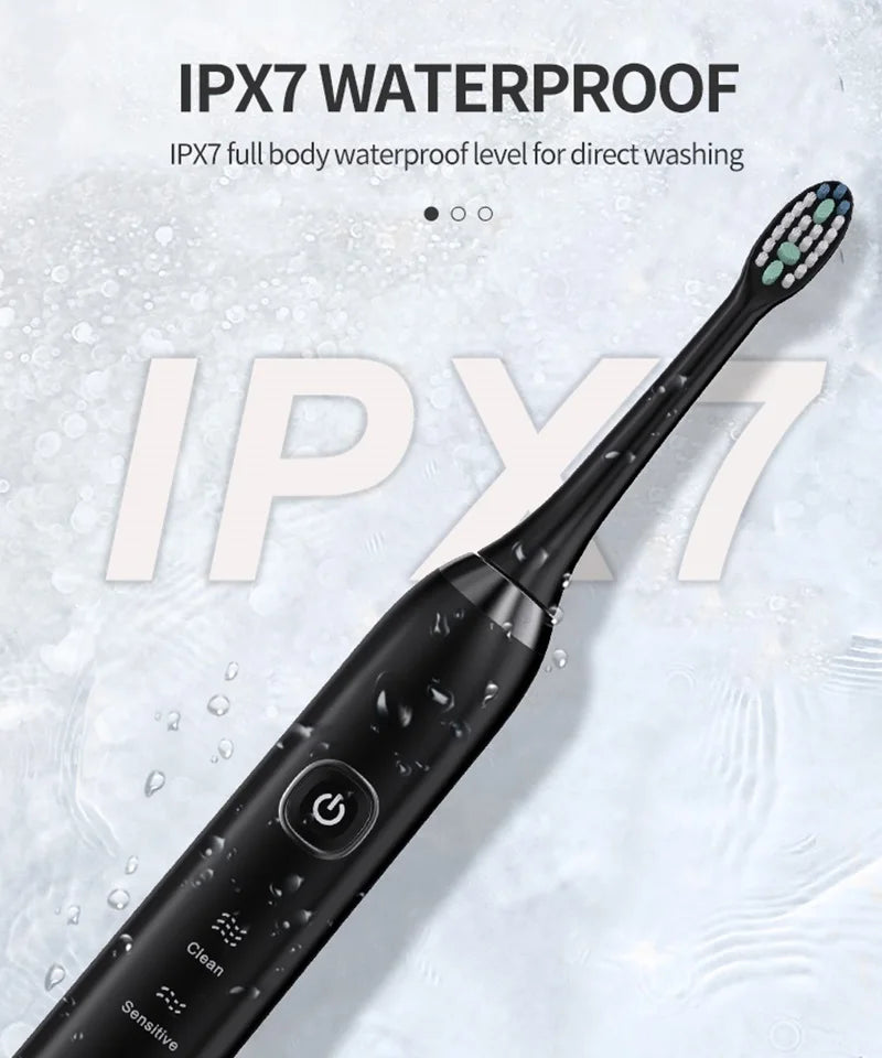 HOMEFISH Smart Sonic Electric Toothbrush Ultrasound IPX7 Rechargeable Tooth Brush 5 Mode Smart Time Teethbrush S100