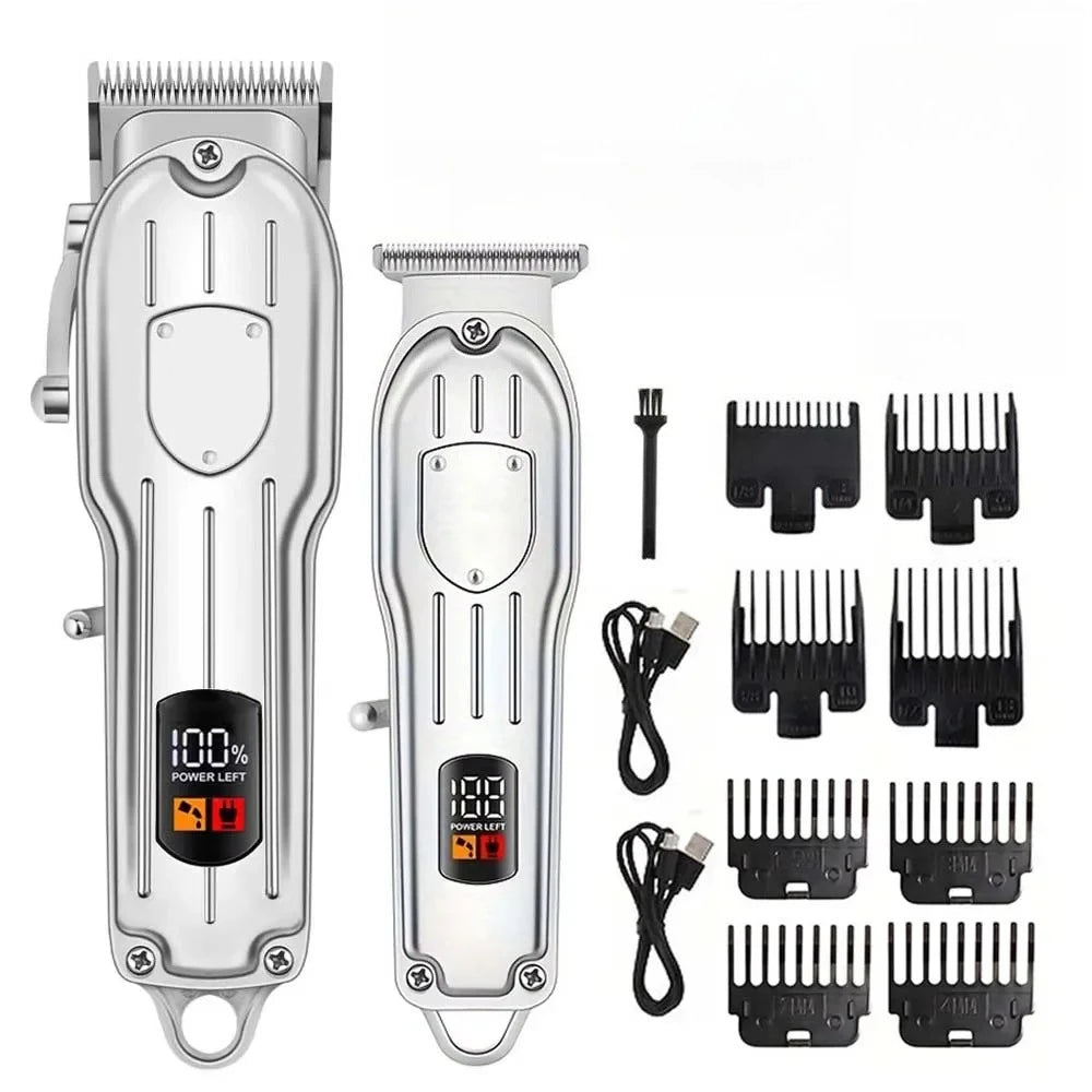 Professional USB Rechargeable Hair Clipper & Beard Trimmer — Complete Barber Kit for Men